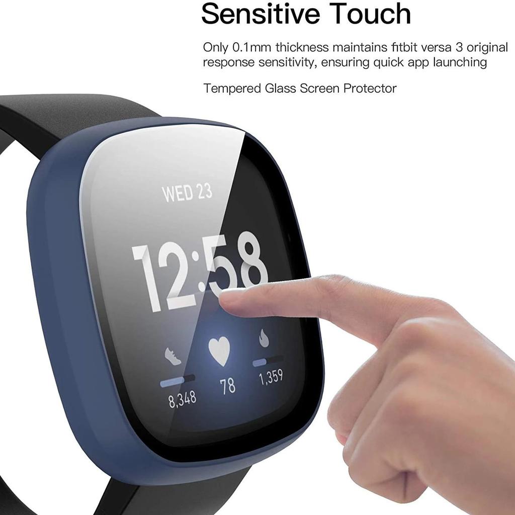 Matte Schutzhülle mit gehärtetem Glas für Fitbit Versa 4/3/Sense 1/2