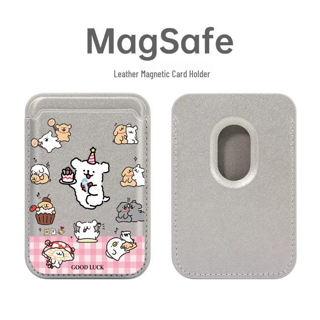 Line Dog MAGsafe Compatible Leather Card Holder for Apple Phone Case