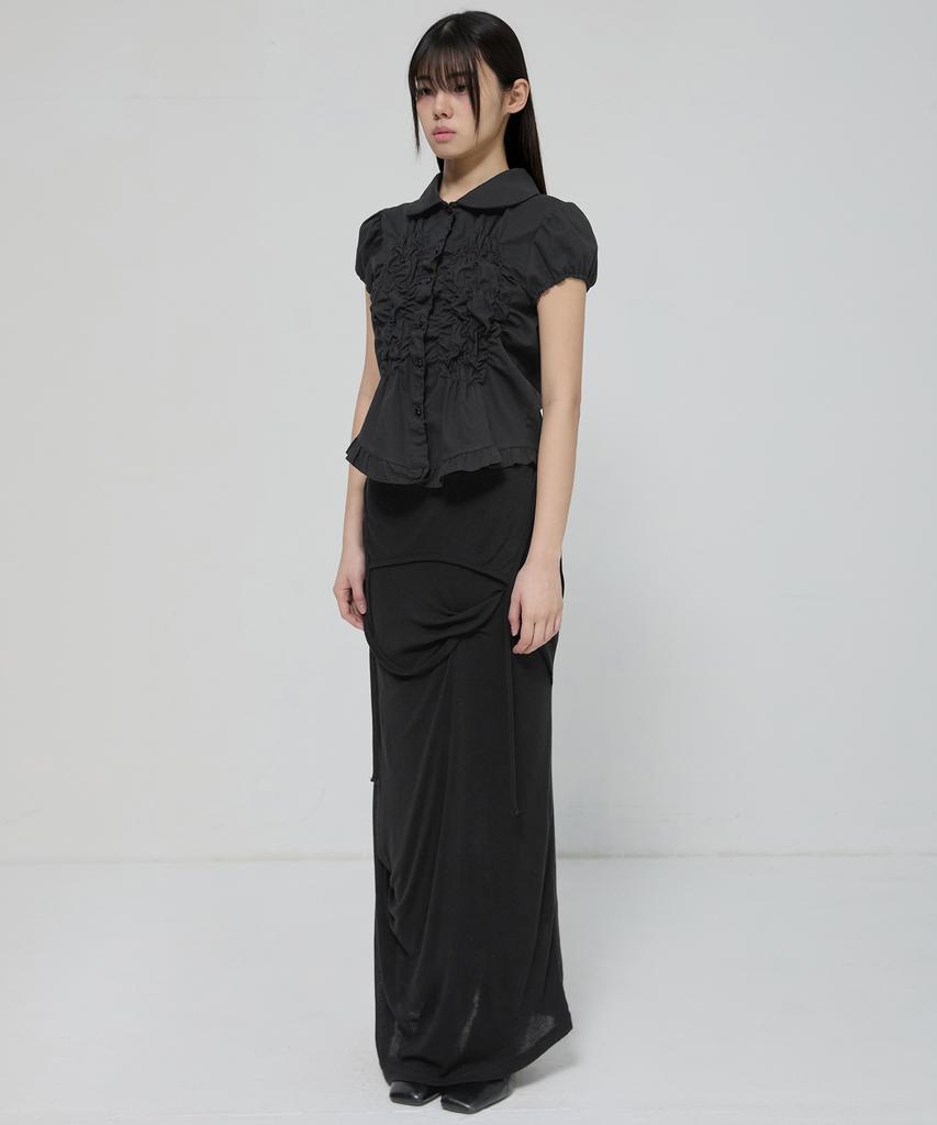 Peulleeoeob Cloud Puff Blouse (Fl-115_Black)