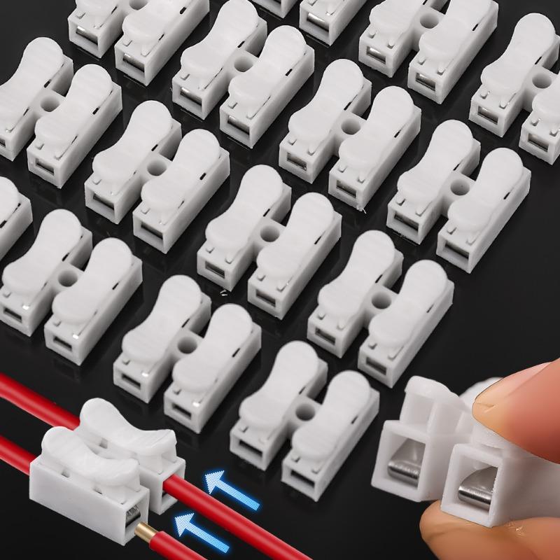 20-200Pc Fast Terminal Block for Cable Terminals Screwless Quick Electrical Connectors Reusable Spring Wire Connector 2 Pin Push
