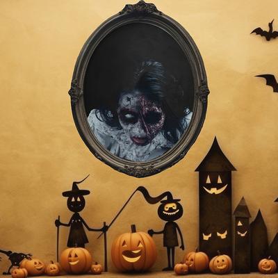 Halloween Theme Horror Mirror Zombie Living Room Festival Atmosphere Wall Decoration Wall Sticker Home Decoration
