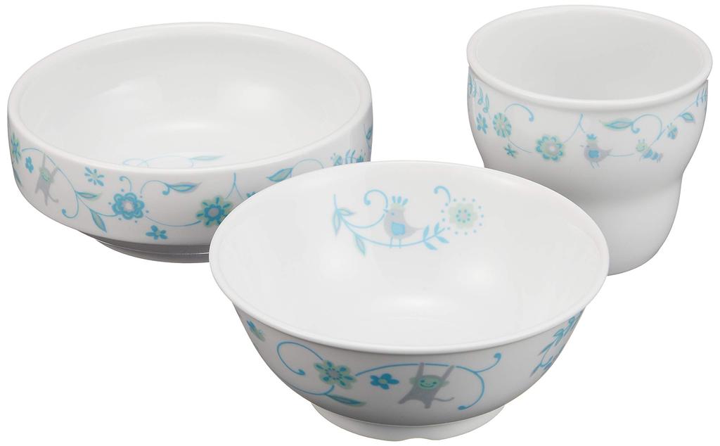 OGISO Sarasa Blue 3-Piece Reinforced Porcelain Dishware Set (Dishwasher and Microwave Safe) Sarasa Blue S SET-0061