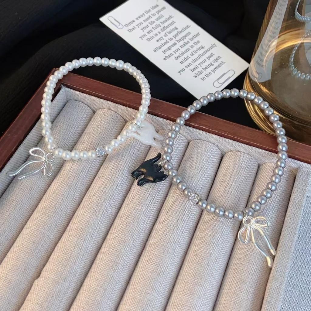 Cat Highend Stylish Bowknot Pearl Hand Accessory Bracelet For Womens Outfits Summer