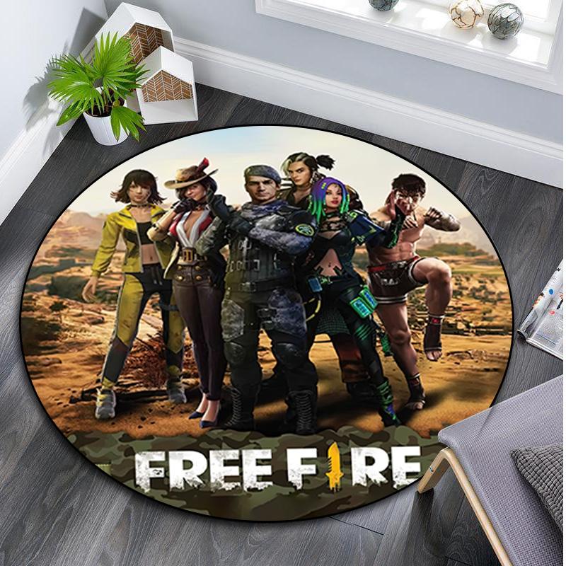 1Pc  Free Fire Circular Print Rug - Home Decoration Carpet For Living Room Bedroom Flooring Computer Chair Area Rug