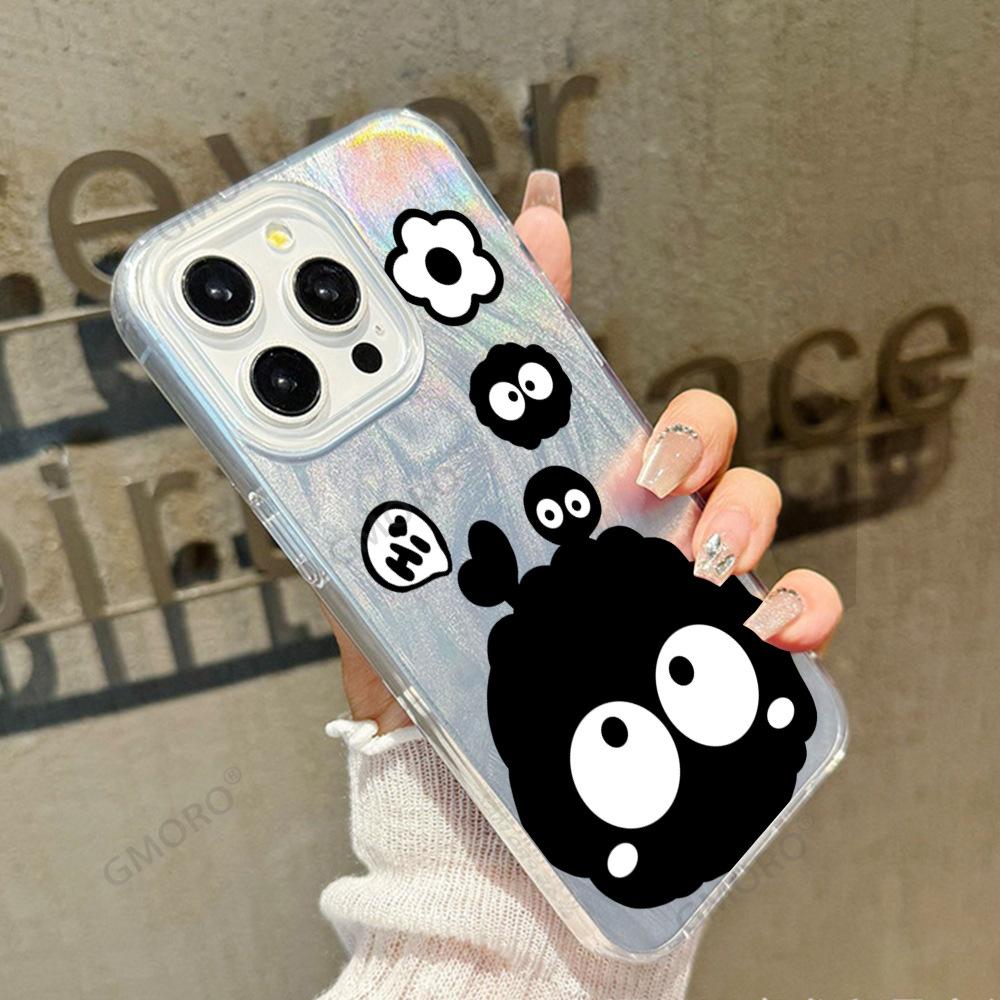 Hot-selling Cartoon Black Briquettes UV Painting Apple 11promax Mobile Phone Case iPhone11 Anti-drop Protective Case