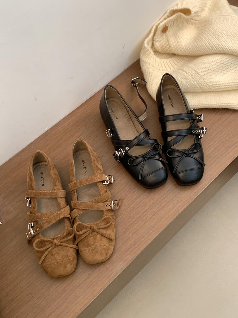 2025 new round head flat bottom Doudou word with soft bottom inner slope heel commuter work versatile women's shoes