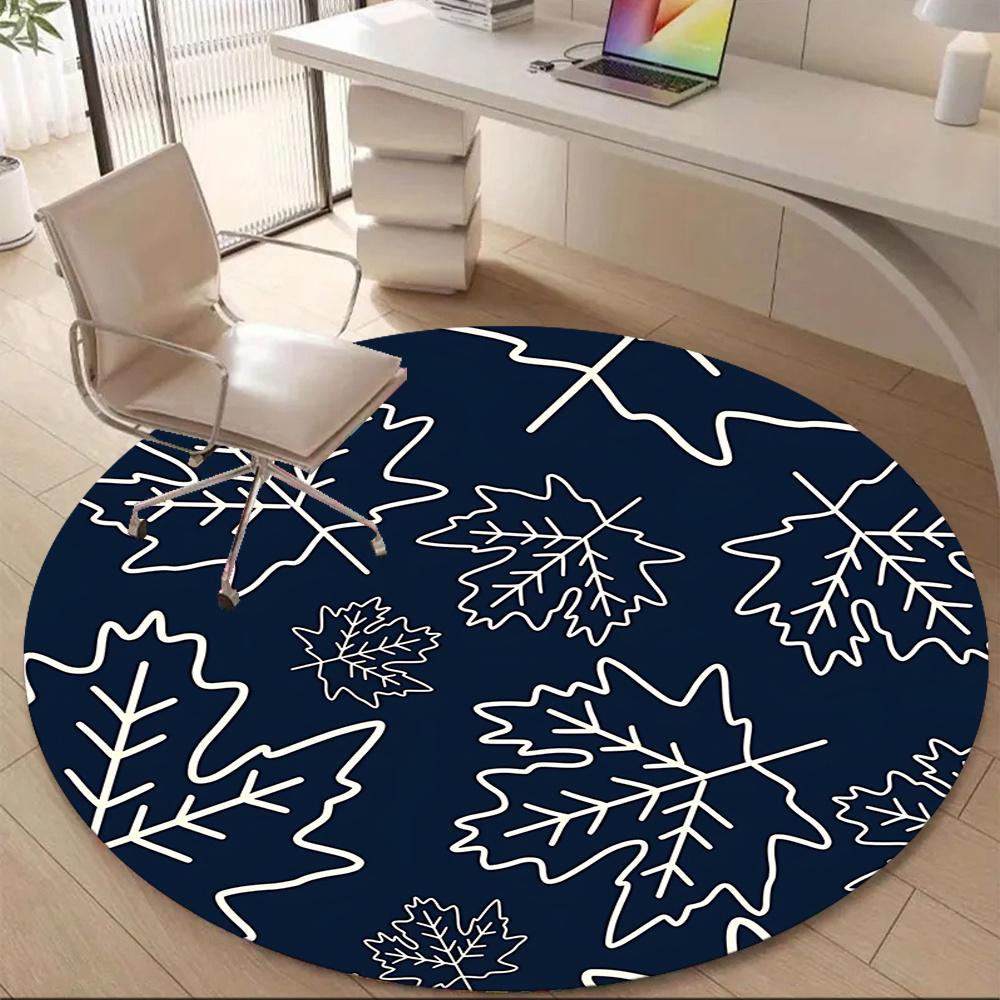 1pc Autumn Leaves Office Round Area Rug, Indoor Mat Suitable ForOffice, Under Office Chairs Bedroom Living Room Home Decor, Room Decot055