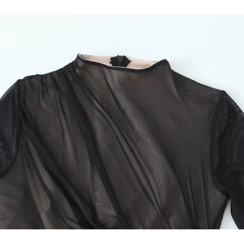 Araltay New Arrival Fashion Style Women's Clothing Fashion Ruched Decoration Silk Net Silm Jumpsuit 3067098 800