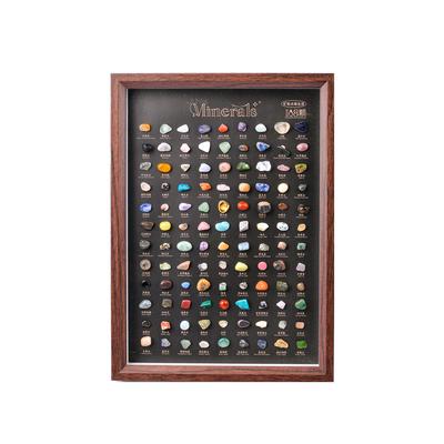 108 Natural Crystal Raw Stone Photo Frames, Minerals, Chinese and English Mineral Specimens, Geological Minerals, Home Decoration Ornaments