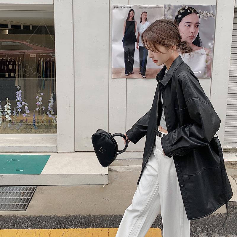 2024 Black PU Leather Women's Waistcoat: Autumn Hong Kong Style, Loose and Slim, Trendy and Cool.