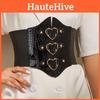 Magnetic Shaped Heart Buckle Waist Belt Elastic Waistband And Synthetic Leather