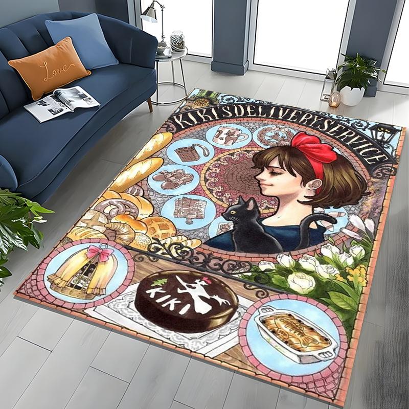 

Japanese Cat Anime Retro Cartoon Gift Rug for Bedroom Living Room Sofa Home Doormat Decor, Large Kids Play Non-slip Floor Mat 40cm x 60cm