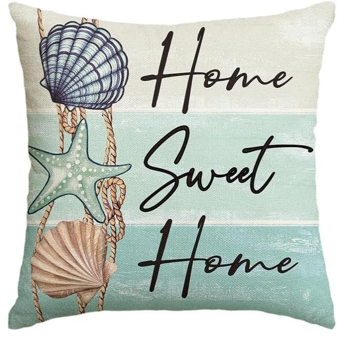 Summer Refreshing Ocean Series Art Linen Pillow Cover Car Sofa Lumbar Pillow Cushion