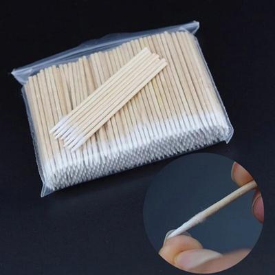 100/300 PCS/Ohr Pflege Sauber Holz Griff Spitze Spitze Kopf Baumwolle Semi Permanent Augenbrauen Wimpern Tattoo Gewinde Schönheit make-up Entfernen