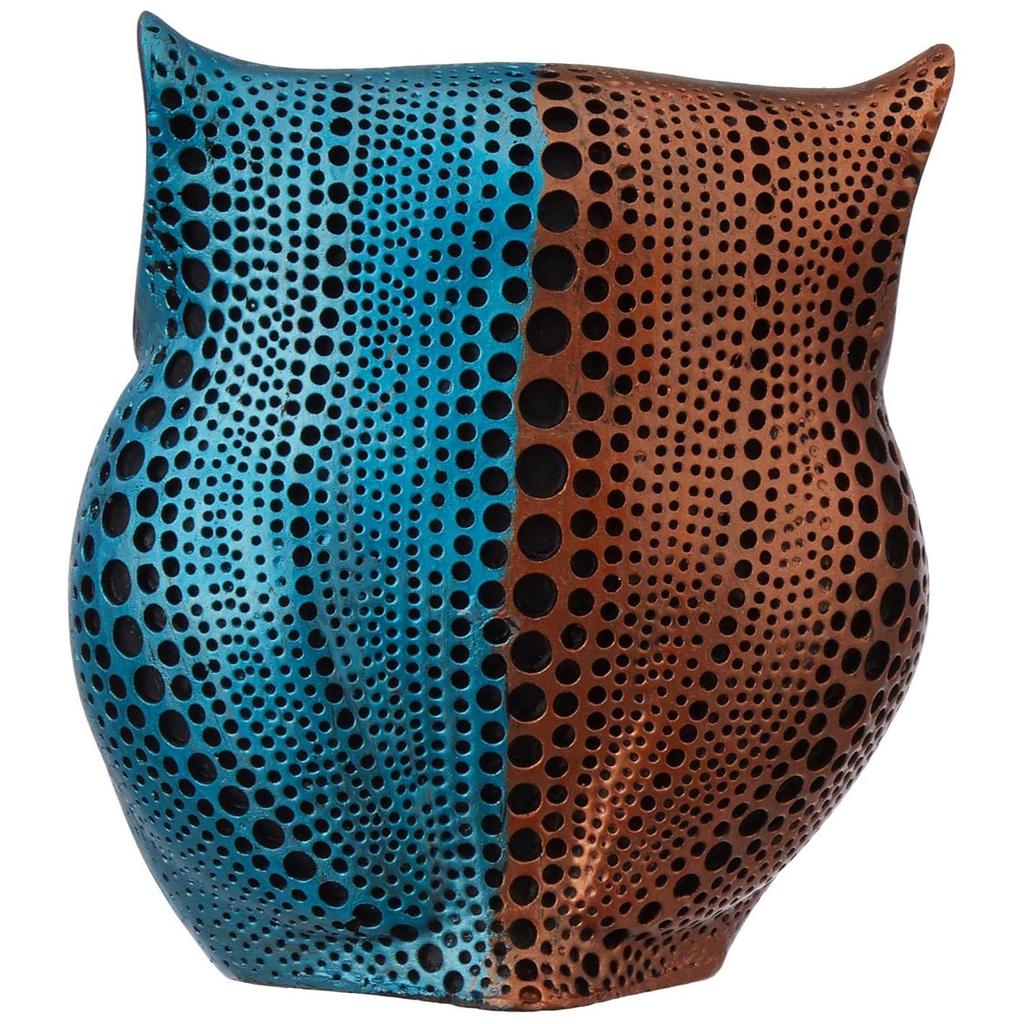 Modern Classy Happy Owl Resin Art Figure Showpiece (Pack of 1, Pink & Blue)