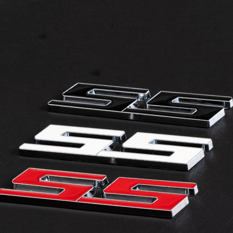 3D Metal Silver Black Red Logo SS Emblem Car Trunk Decal For Chevrolet Camaro Bumblebee SS Stikcer Accessories