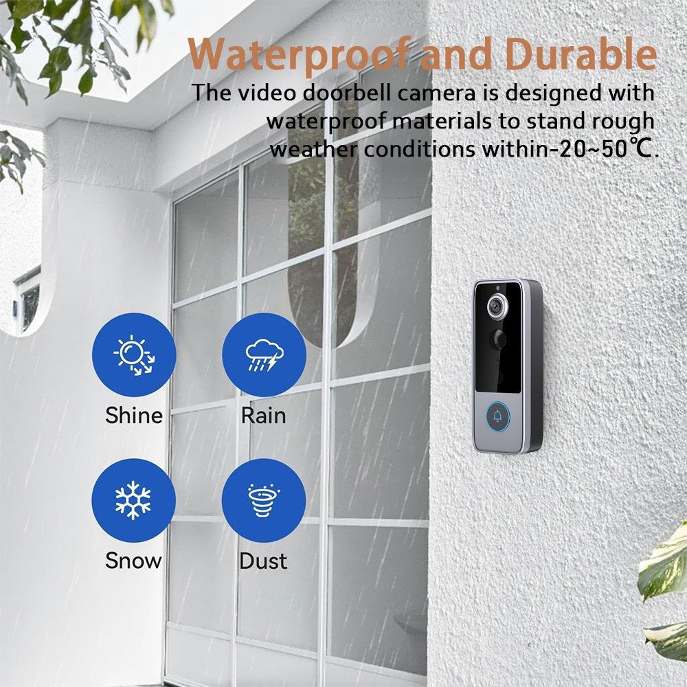 Tuya Smart WiFi Video Doorbell, Wireless Two‑Way Intercom HD Night Vision Remote Home Security Monitor