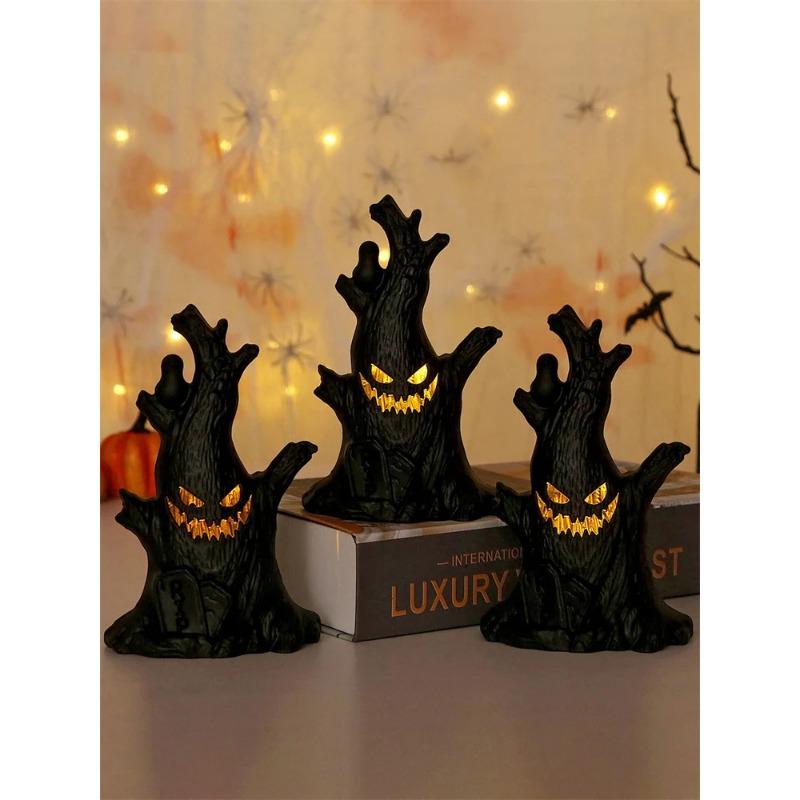 Halloween Decoration Pumpkin Lights LED Electronic Candle Lights Ghost Stump Decoration Ghost Face Holiday Atmosphere Ornaments