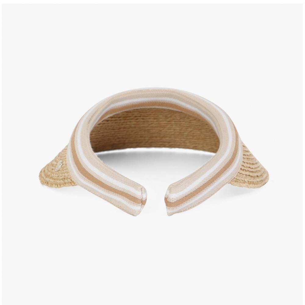 Helen Kaminski Hat50265 Ntnus Bianca Natural Nougat Stripe Visor Sun Cap