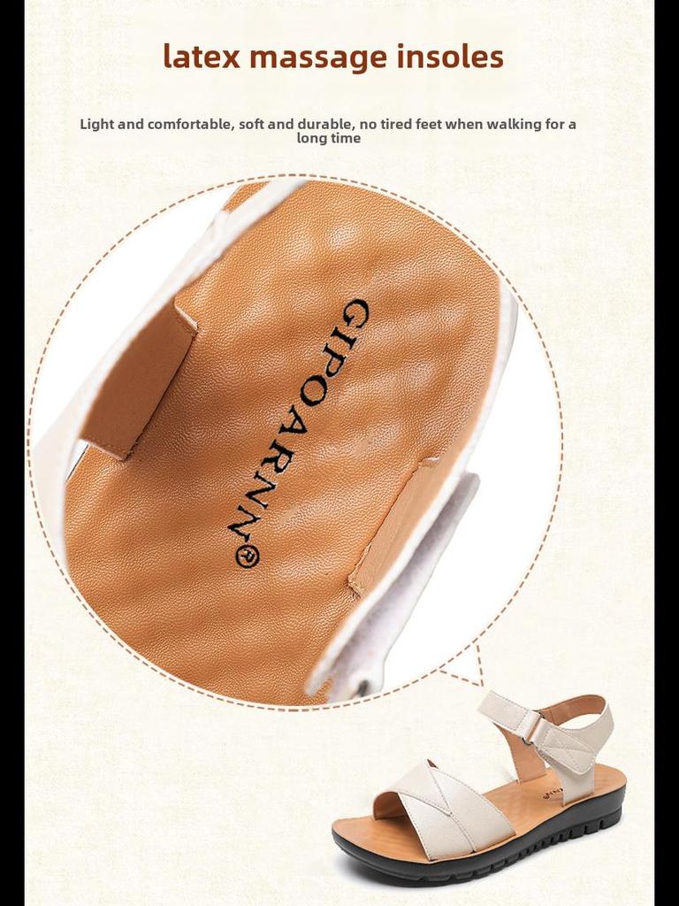 2025 Mom's Non-Slip Soft Bottom Sandals: Stylish Summer Flats for Middle-Aged and Elderly Women