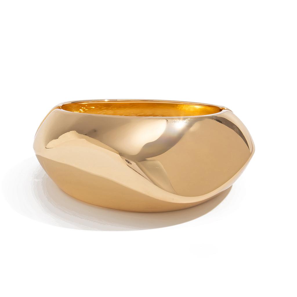 Exaggerated Metal Glossy Wide Bracelet Bracelet Fashion Knock Pattern Faceted Spring Buckle Bracelet