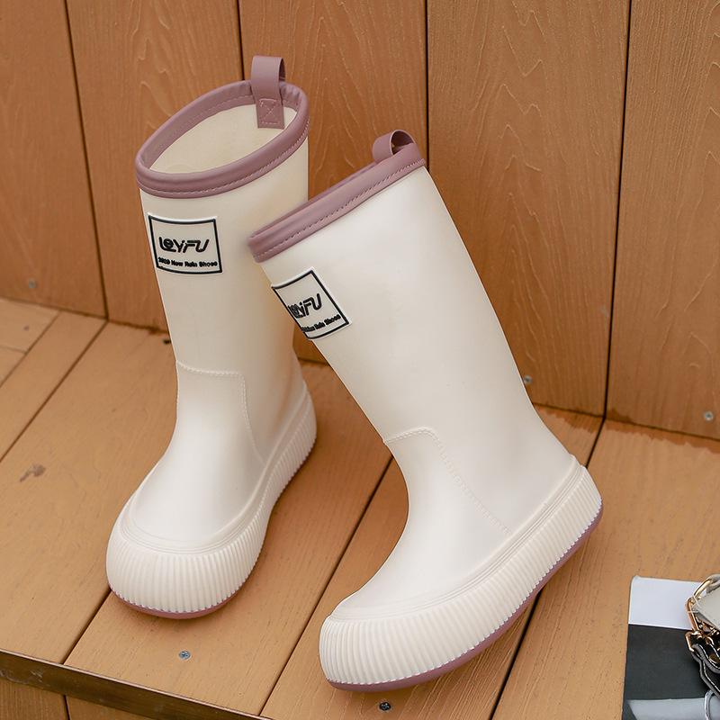 

Стильные женские нескользящие резиновые сапоги до середины голени с толстой подошвой для студентов 38/39