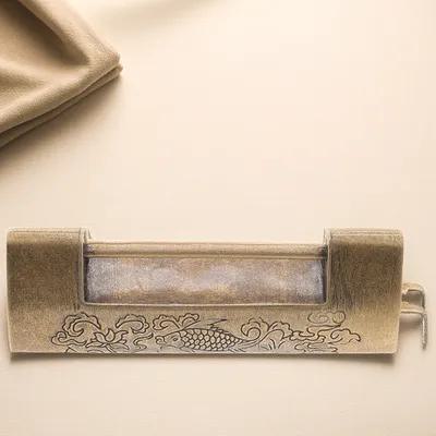 1Set Retro Horizontal Opening Lock Vintage Engraved Chinese Style Padlock for Wooden Box Jewelry Cabinet Drawer
