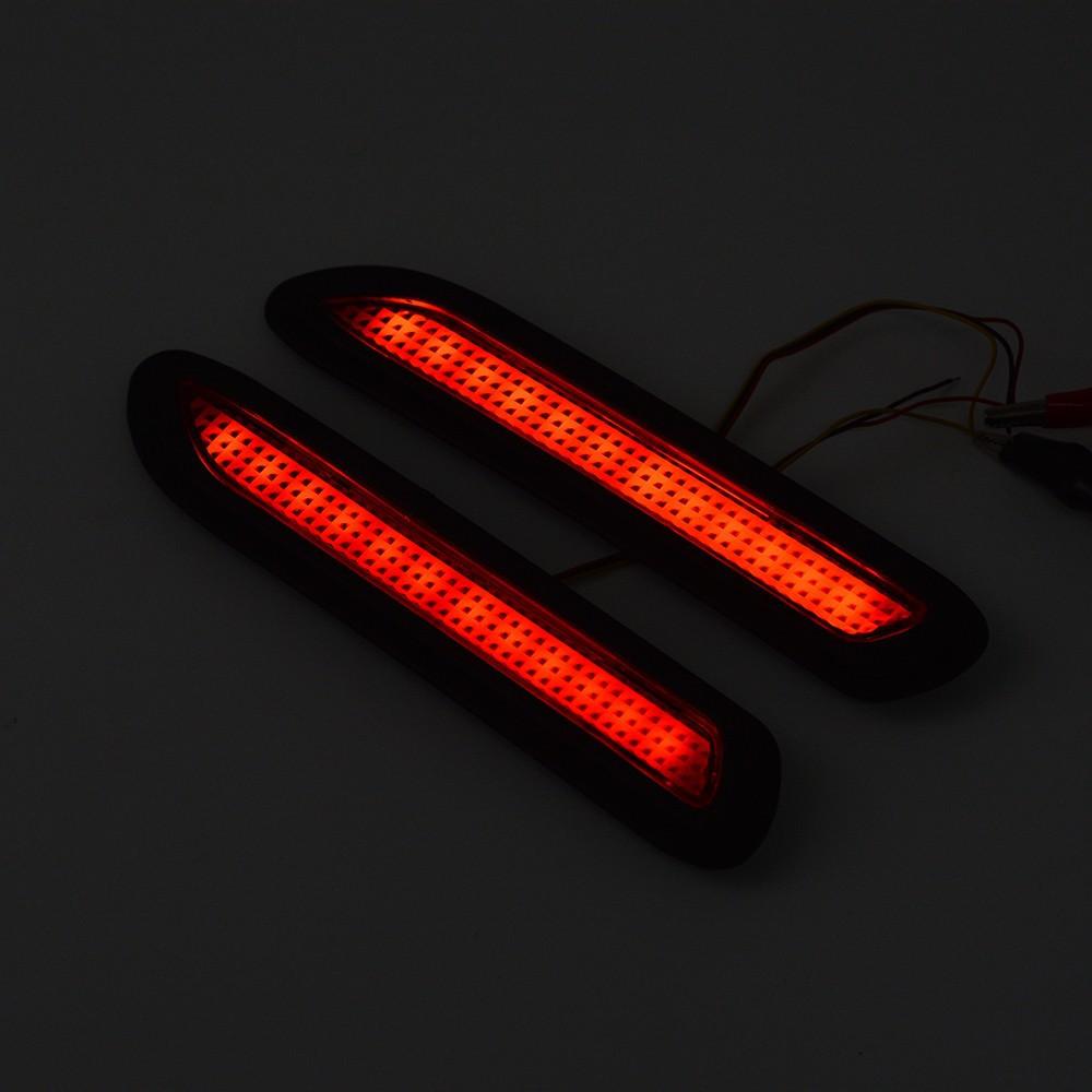 2Pcs Car Red Lens Led Rear Bumper Reflectors Brake Fog Warning Light Taillight