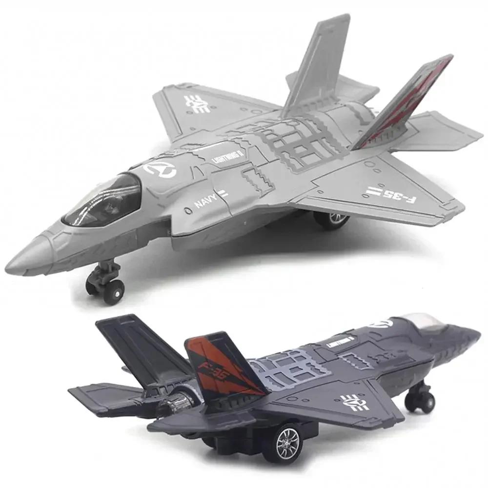 Alloy Large Pull Back F-35 Fighter Aircraft Model Music LED Airplane Toy Gift