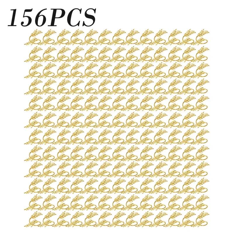156Pcs Gold Leaf Napkin Rings Fall Napkin Holder for Christmas Thanksgiving Wedding Dinnig Table Decoration