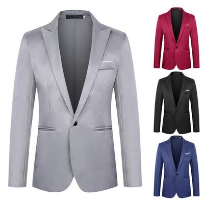 Thin Type Pockets Men Blazer Long Sleeve Single Button Lapel Suit Jacket Male Clothing