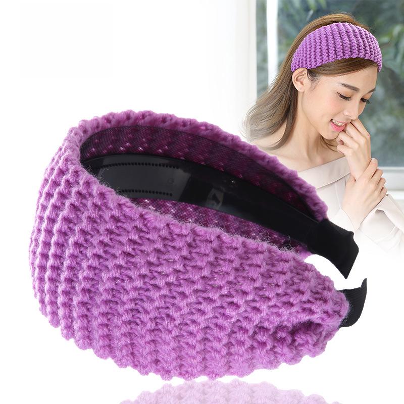 Breites Stirnband aus gestrickter Wolle – Koreanische Herbst-/Winterausgabe