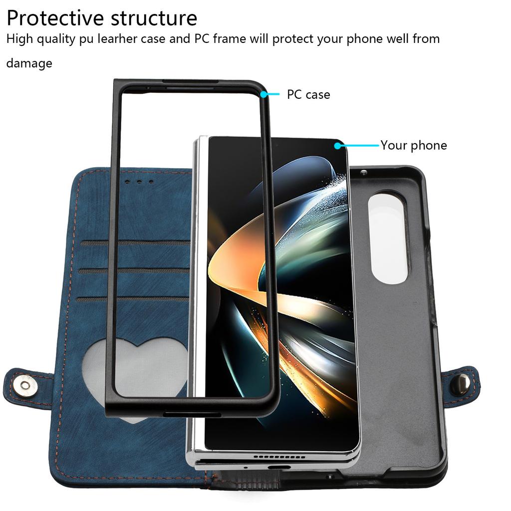 Suitable for Samsung Z fold 4 mobile phone leather case Z Flip5 retro matte splicing contrasting color card wallet 3rd generation