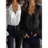 European and American Sexy Babes Wind V-neck Bubble Sleeves Crumpled Shirt Women's Clothing