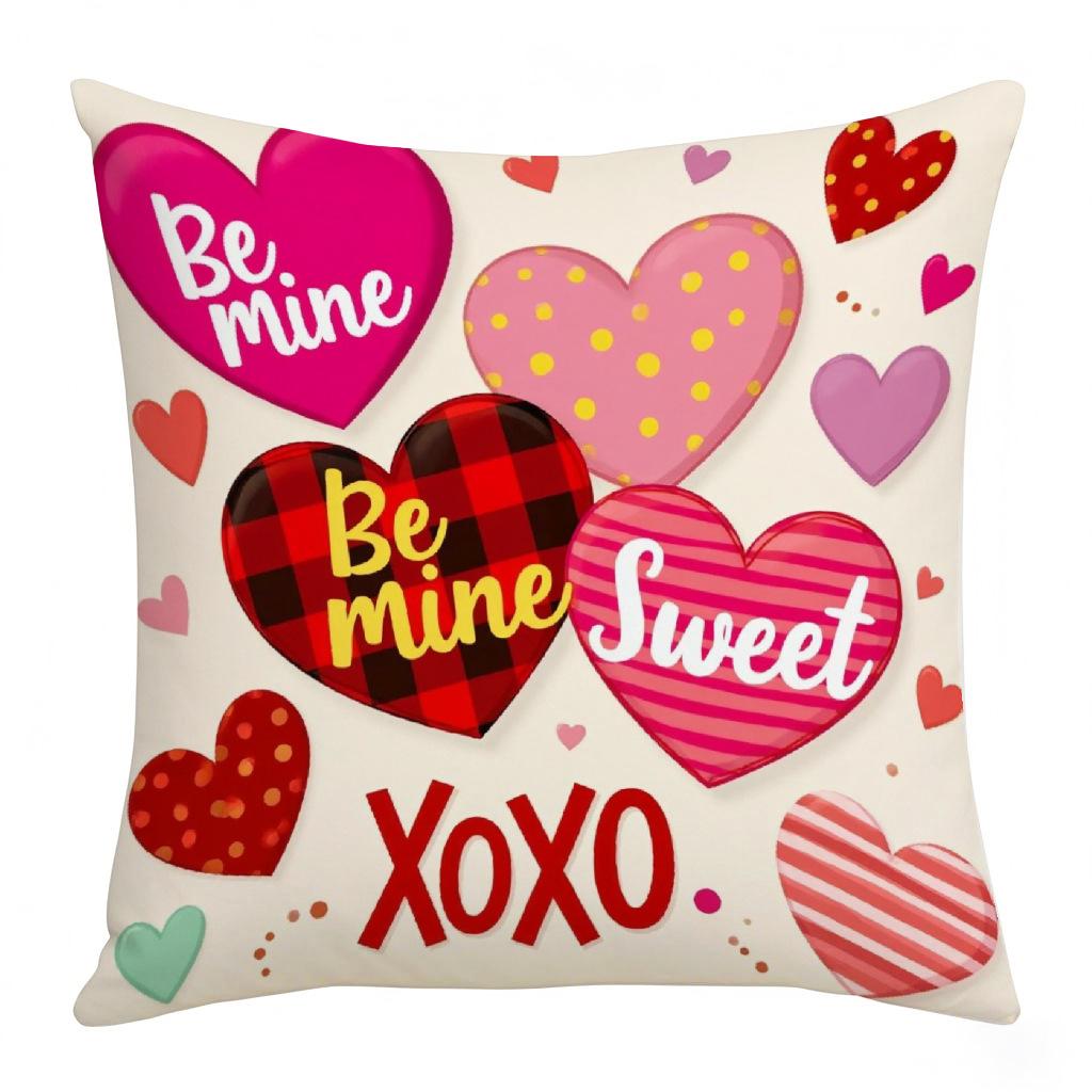 

Pink Valentine s Day Festive Atmosphere Letter Cushion Cover Home Decoration Living Room Sofa Cushion Cover Linen Print 45 * 45Cm without core