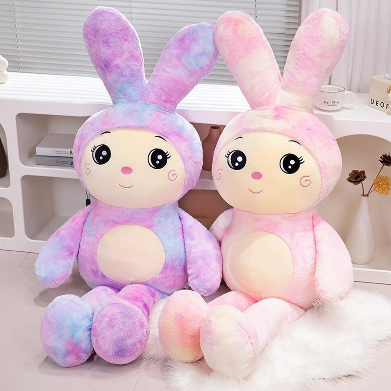 Plush toy colorful rabbit doll cute little white rabbit doll throw pillow doll give girlfriend birthday gift girl