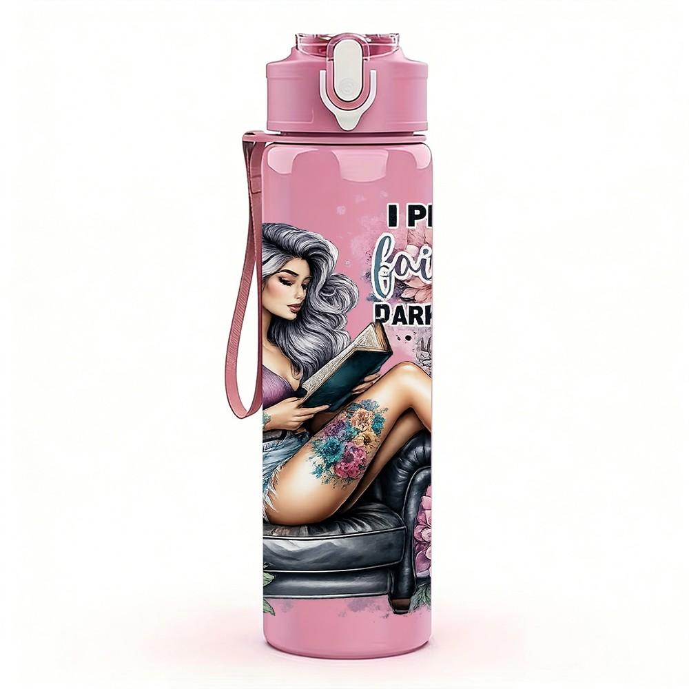 1PC Bohemian Lady Dark Fantasy Art Print 750ml Color Plastic Sports Water Bottle Leakproof Flip Straw Lid Suitable for Sports Office Home Use
