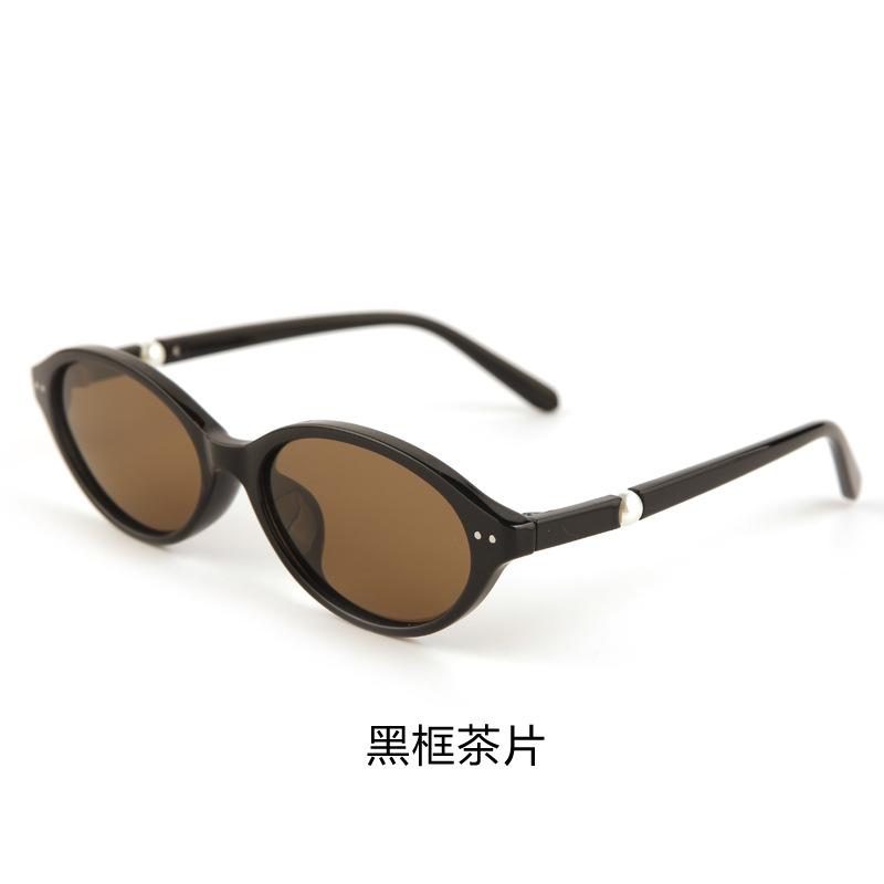 Niche retro oval frame polarized sunglasses female Internet celebrity concave shape versatile anti-ultraviolet sunglasses male