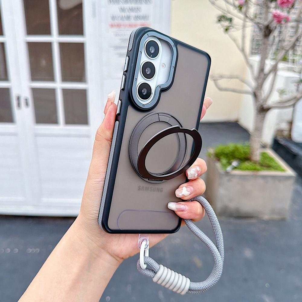 KEYSION Samsung Galaxy S25 S26 Ultra 5G S26+ için 360° Halka Tutuculu Manyetik Telefon Kılıfı Mat Yarı Saydam Askılı Darbeye Dayanıklı Kılıf