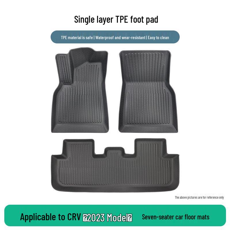 Three-piece non-slip TPE rubber floor mats for 2023 Honda CRV, 7-seater.