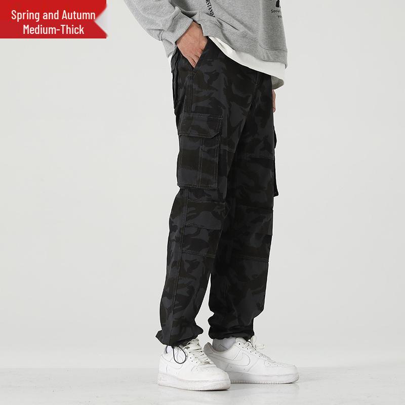 Men's Spring Multi-Pocket Loose Fit Cotton Work Pants - Plus Size, High Quality, Trendy Menswear