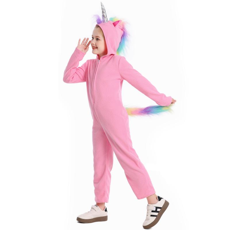 Rainbow Elf Unicorn Cosplay Costume for Children Girls Boys Stage Outfit Kids Halloween Festival Party Dress Up Jumpsuit Pajamas