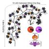 LED Halloween Garland with Orange Pumpkin Willow Vine Twig Bat Lights 8-Modes Battery Operated Waterproof Decorations for Indoor