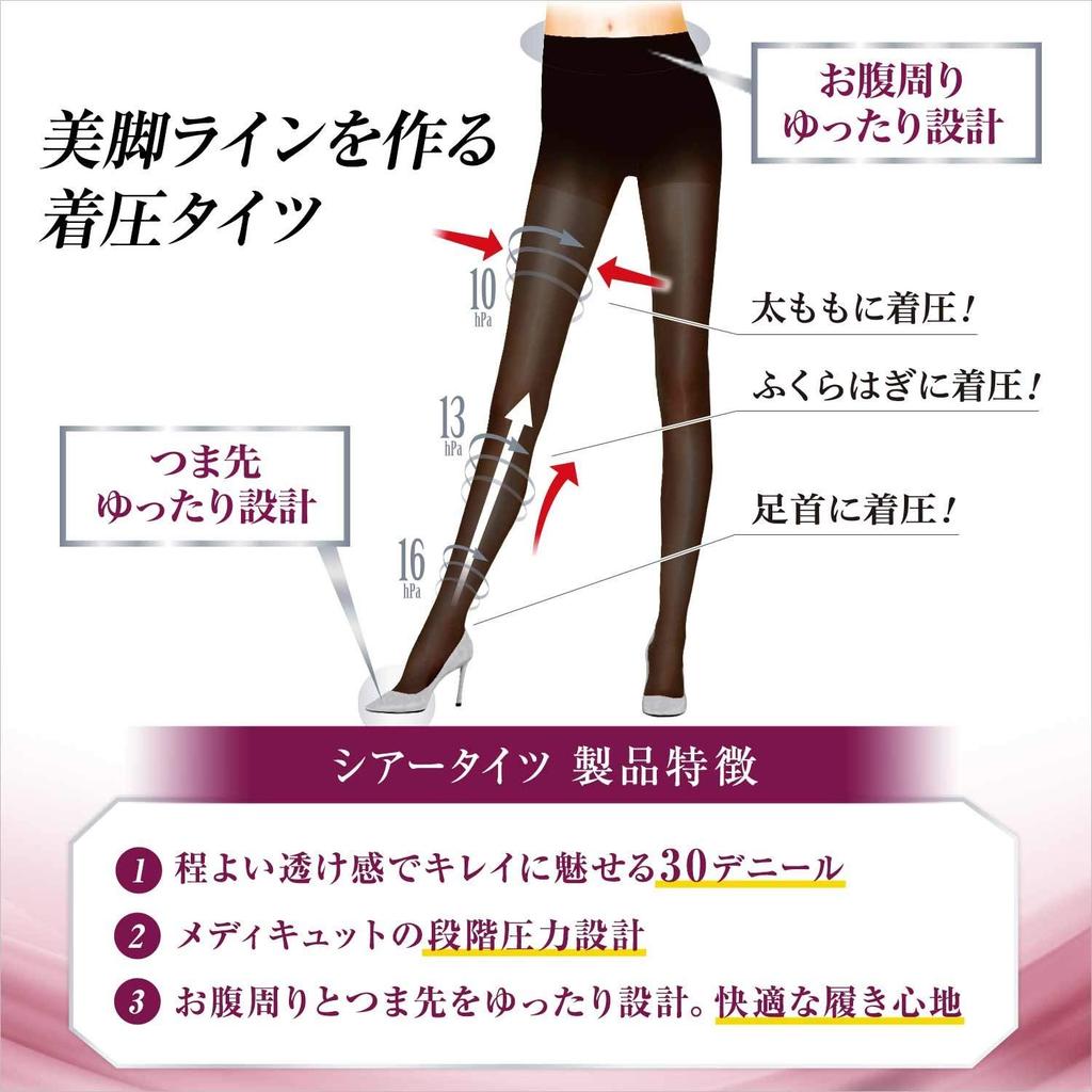Medicute Slender Magic Sheer Tights Compression Stockings M-L