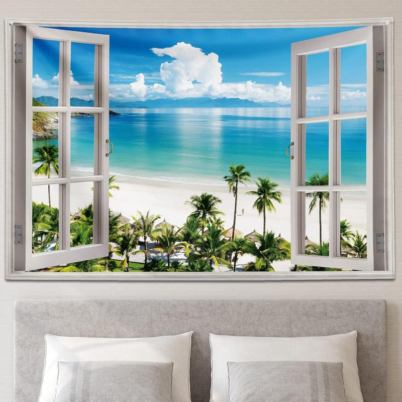 VIKAMA Beach Wall Tapestry Tropical Palm Tree Hanging Decor Perfect for Living Rooms to Create a ResortStyle Ambiance
