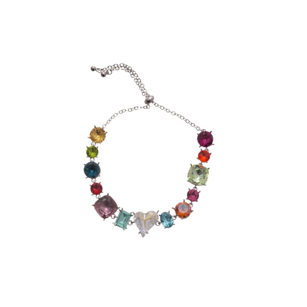 Love Heart Colorful Rhinestone Bangle Square Round Women's Hand Bracelet  Women Girl