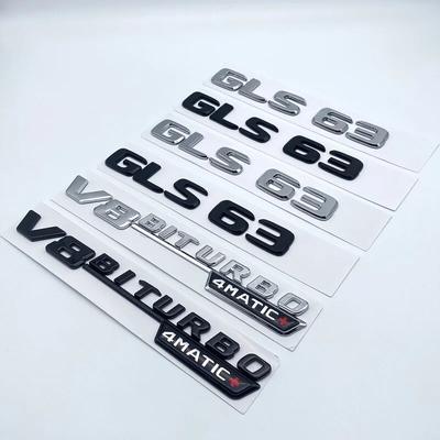 3D Silber Schwarz Buchstaben GLS63 V8 Biturbo ABS Emblem für Mercedes Benz AMG X166 Auto Styling Fender Trunk Typenschild Logo Aufkleber