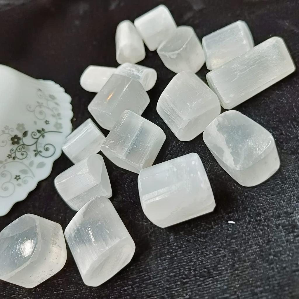 Natural Selenite Tumble 2-7 Pcs Healing Crystals for Cleansing Energy, Spiritual Protection & Mental Clarity | Polished Pebble Stone Gemstone for