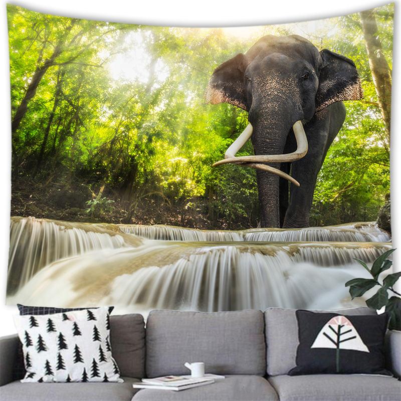Elephant Tapestry Wall Hanging Wild Animal Creative Elephant Decorative Tapestry Wall Hanging Elephant Home Dormitory Decoration