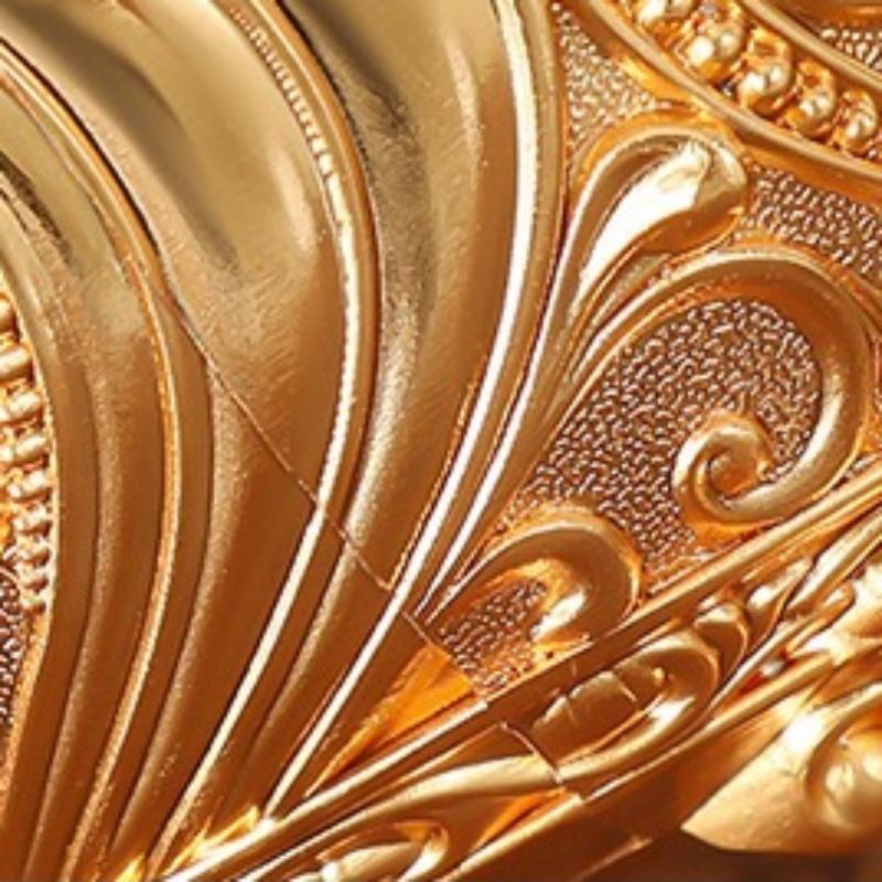 Europäischer Obstteller, Goldene Legierung Exquisite Gravur Blumen Süßigkeitenschale, Futternapf Snack-Teller, Party Schreibtisch Dekoration